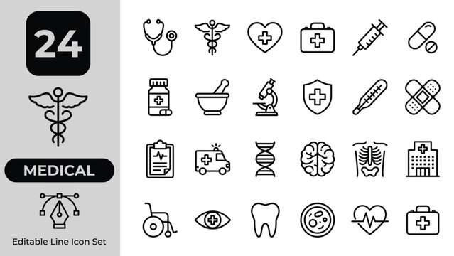 Modern  medical line icon set healthcare hospital vector design
