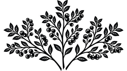 Blackberry branch illustration. Decorative berry bush vector graphic for autumn design. © @ahmedmaynul