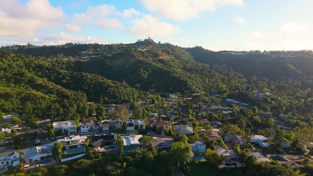 Aerial View of Beverly Hills Hillside Neighborhood in Los Angeles