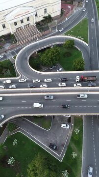 Aracaju, Sergipe, Brazil &ndash; July 13, 2026: Vertical aerial drone view of vehicle traffic at the DIA overpass (Viaduto do DIA) intersection