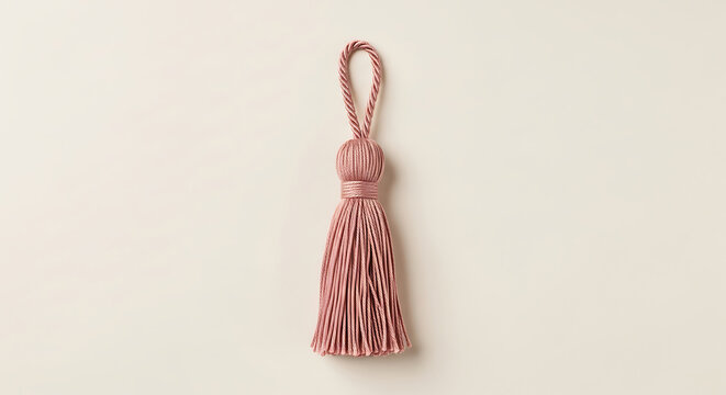 Dusty pink decorative tassel with twisted cord loop for curtains or home decor accessories