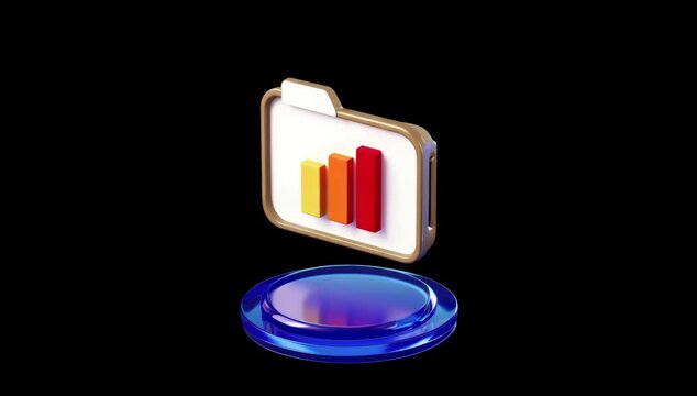 D Data Growth Icon with Rising Arrow [With Alpha]