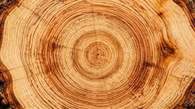 Tree trunk cross section showing concentric growth rings