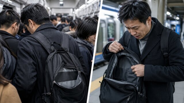 Unzipped bag in the metro and missing keys on the platform