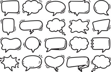Fototapeta premium Comic Speech Bubble Set with Cartoon Talk Balloons Thought Clouds Chat Boxes and Communication Icons Vector Illustration Collection