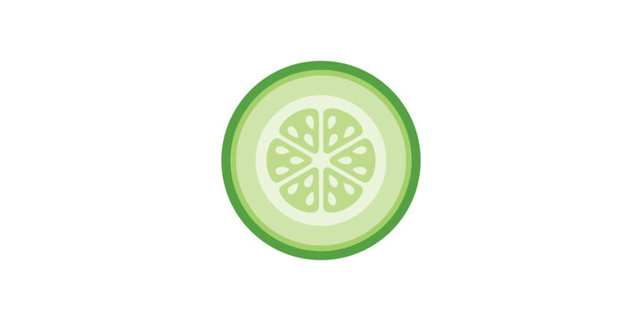 Fresh green cucumber slice isolated on white background.
