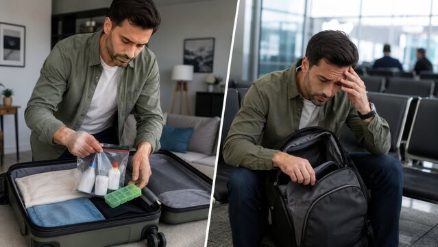 Medicine left in checked luggage and stress during the journey