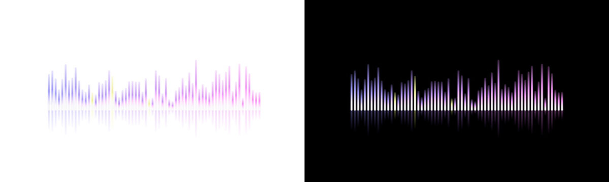 Violet sound wave equalizer bar music pulse rhythm audio frequency digital art background design template graphic