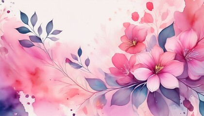 Fototapeta premium watercolor pink floral background generative art