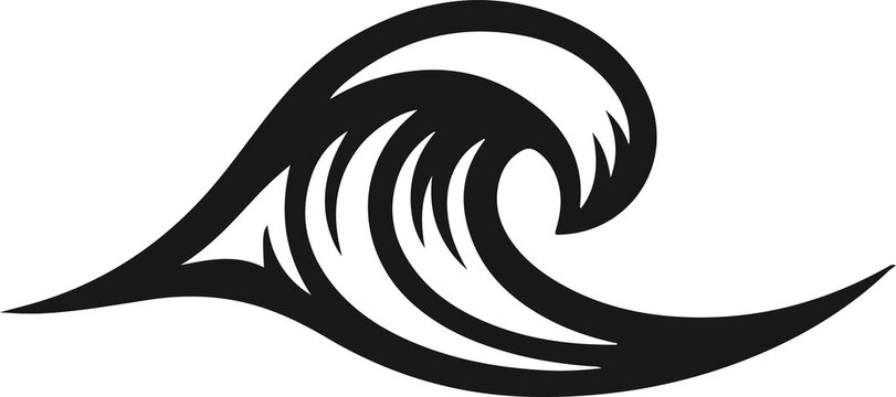 Ocean wave vector icon silhouette minimal sea surf line art