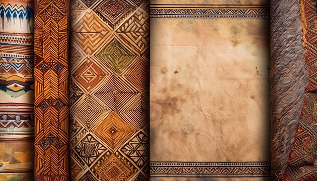 antique papers and tribal patterns rustic collage design