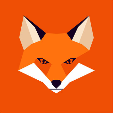 Stylized geometric fox face illustration with bold colors