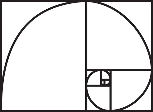 The golden ratio or the golden spiral vector symbol isolated on white background. Sacred geometry symbol concept.