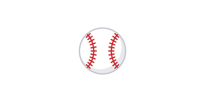 Classic white baseball ball with red stitching isolated on white background.