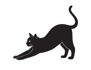 Stretching cat silhouette against a white background vector illustration style © Prodeep