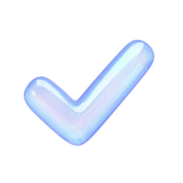 Yume Kawaii Transparent Jelly Shape Collection - Symbol Set - Check Mark Icon | Glossy 3D PNG