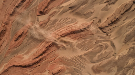 Obraz premium Striking desert terrain sculpted by wind and sand showcasing dramatic geological formations and arid beauty.
