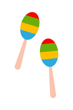 Colorful maracas illustration isolated on transparent background. Bright percussion instrument icons for Latin music, festivals, concerts, music classes, children's activities and entertainment desig