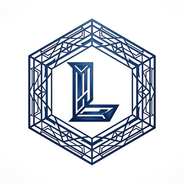 Blue Hexagonal Emblem With Letter L