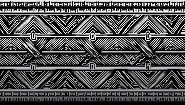 rectangle black seamless incan pattern on white background aztec mayan texture design