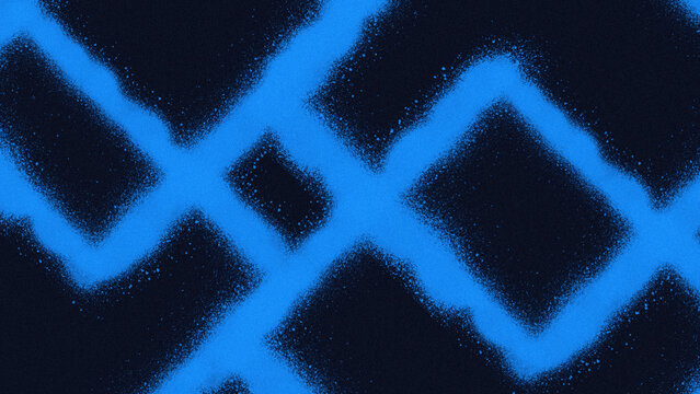 Abstract blue neon spray paint geometric line pattern background