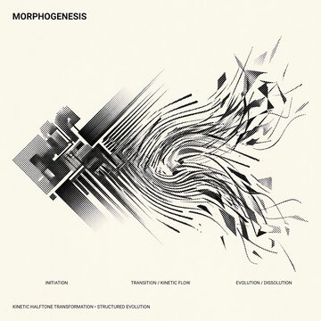Abstract Morphogenesis: Halftone Transformation and Kinetic Flow