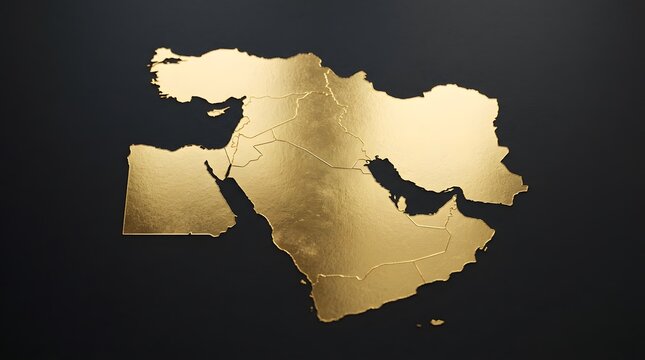 Luxury Gold Foil Middle East Map on Dark Premium Background