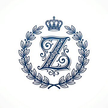 Elegant Royal 'Z' Monogram With Laurel Wreath And Crown
