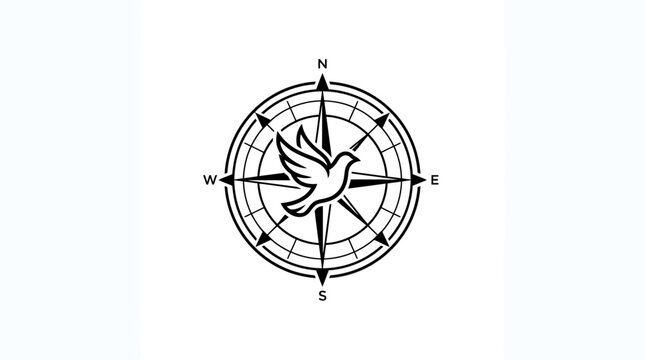 Compass bird navigation directional symbol