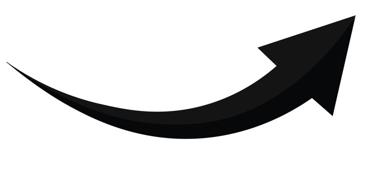 Black curved arrow icon. 3D arrow vector Long arrow. Black arrow icon on white background.