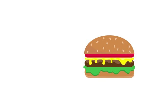 Delicious cheese burger animation. Fast food advertising concept