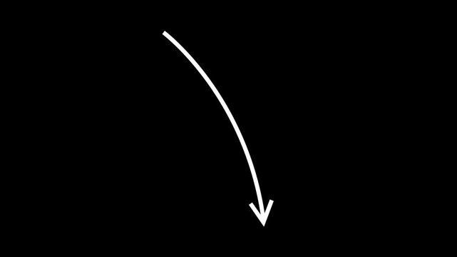 4k indicates dotted line arrow animation to indicate an object. Arrow animation following wavy line. Target arrow icon on White screen background icon.