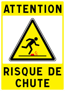 Panneau de s&eacute;curit&eacute; Risque de chute de plain-pied &ndash; Danger de tr&eacute;buchement et obstacle au sol
