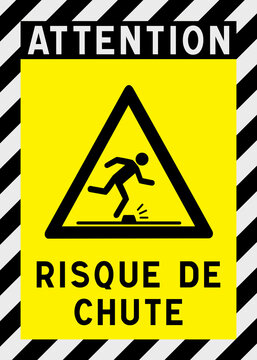 Panneau de s&eacute;curit&eacute; Risque de chute de plain-pied &ndash; Danger de tr&eacute;buchement et obstacle au sol