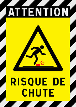Panneau de s&eacute;curit&eacute; Risque de chute de plain-pied &ndash; Danger de tr&eacute;buchement et obstacle au sol