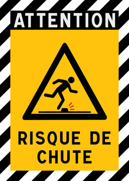 Panneau de s&eacute;curit&eacute; Risque de chute de plain-pied &ndash; Danger de tr&eacute;buchement et obstacle au sol