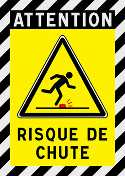 Panneau de s&eacute;curit&eacute; Risque de chute de plain-pied &ndash; Danger de tr&eacute;buchement et obstacle au sol