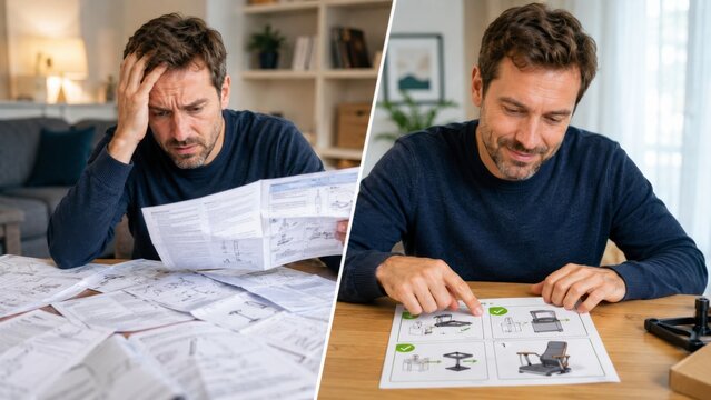 Confusing instruction pages and simple visual setup guide