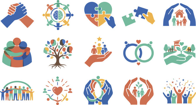 World mental health day vector bundle support awareness and unity icons