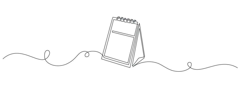Loose-leaf calendar in one continuous line drawing. Memorable date icon for schedule, agenda and event planning in simple linear style. Time planner concept in Editable stroke. Vector illustration