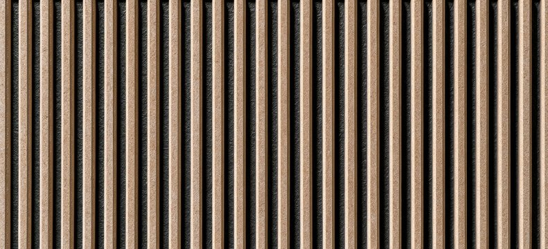 Close-up of a vertical slatted wood textured background with dark gaps