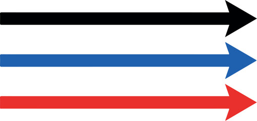 Obraz premium Three parallel arrows pointing