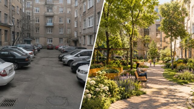 Car filled courtyard and family friendly garden retreat