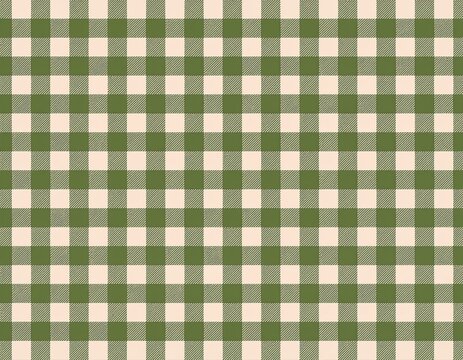 Cream and olive green gingham checkered pattern background