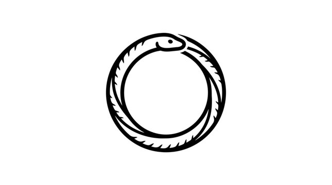 Symbolic serpent eating tail circle illustration