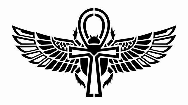 Ancient egyptian winged scarab symbol icon