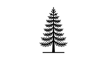 Obraz premium Stylized evergreen tree silhouette isolated black white