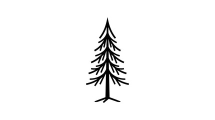 Fototapeta premium Minimalist pine tree outline graphic icon
