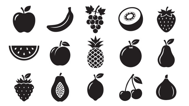  Fruit icons in grid.