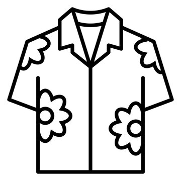 hawaiian shirt icon with outline style